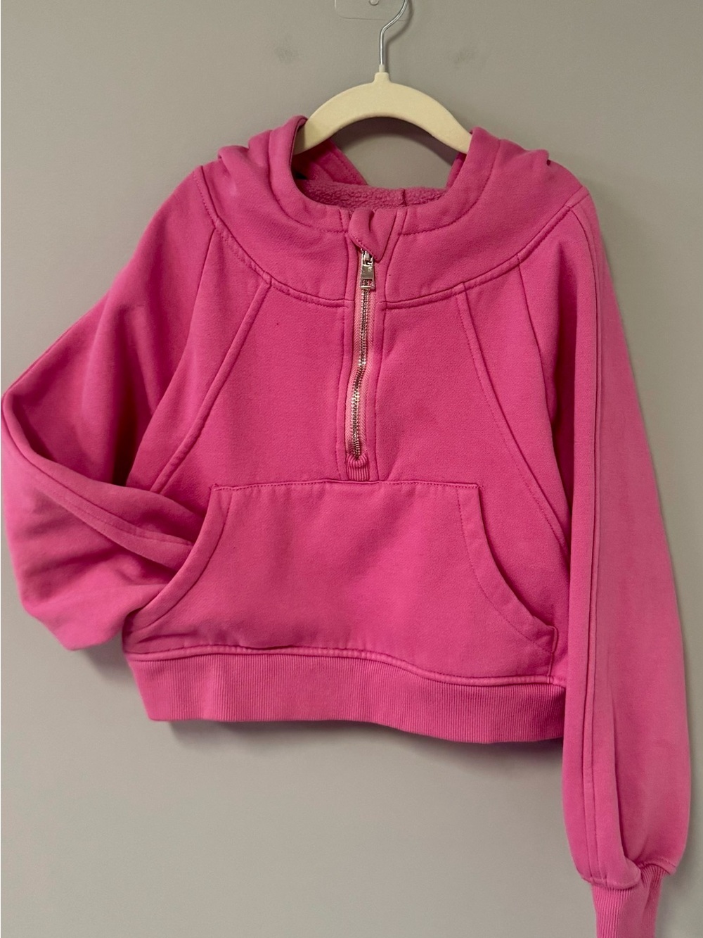 Girls' Hot Pink Half-Zip Hoodie Sweatshirt